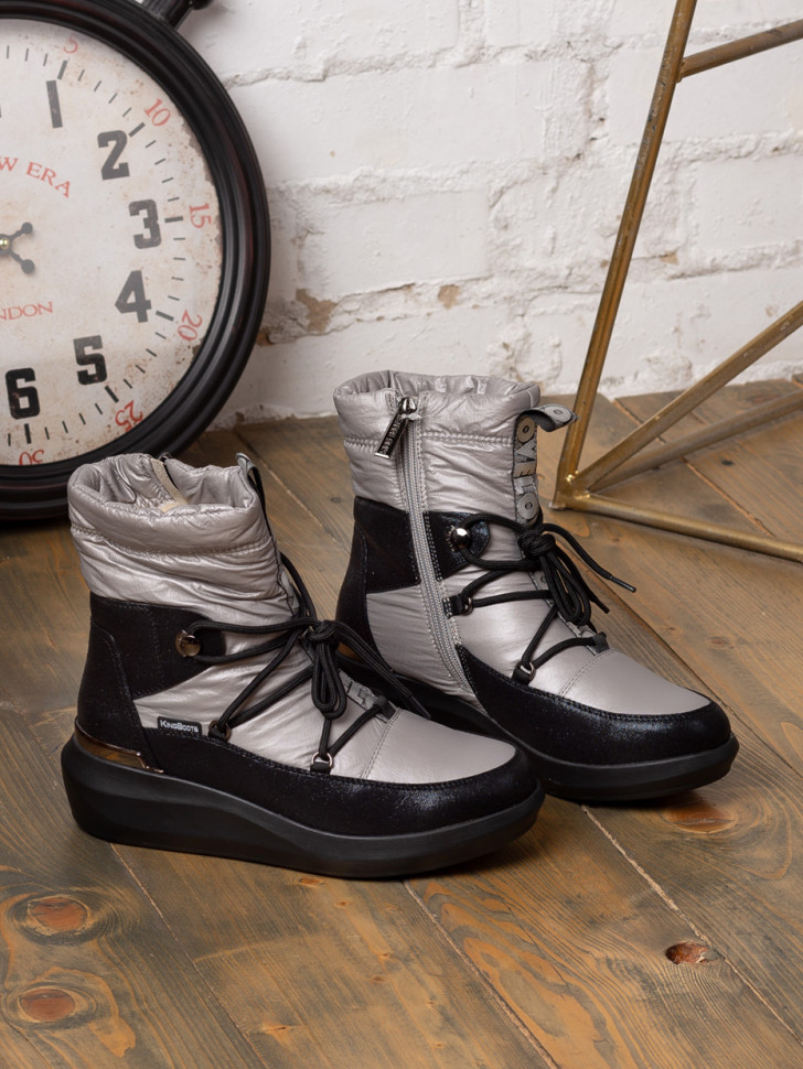 KB648GR Дутики серебристые женские зимние непромокаемые KING BOOTS