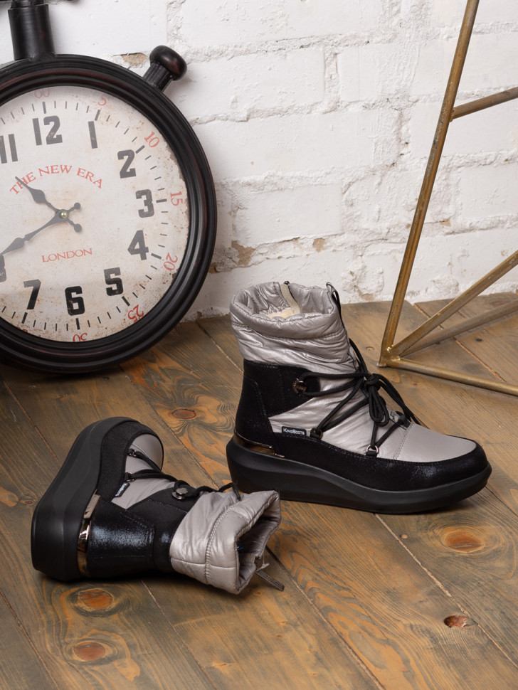 KB648GR Дутики серебристые женские зимние непромокаемые KING BOOTS